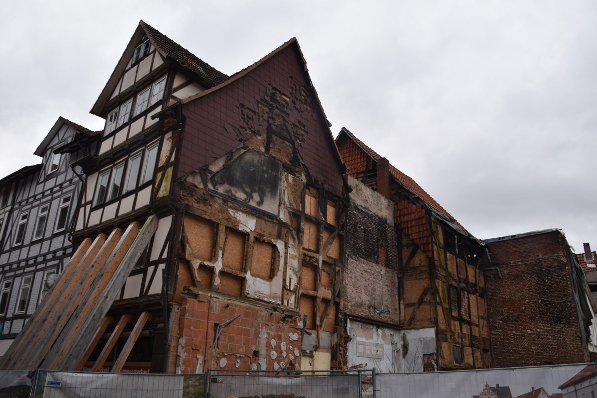 Fachwerkgeb&auml;ude in Hann. M&uuml;nden, Fachwerk-F&uuml;nf-Eck